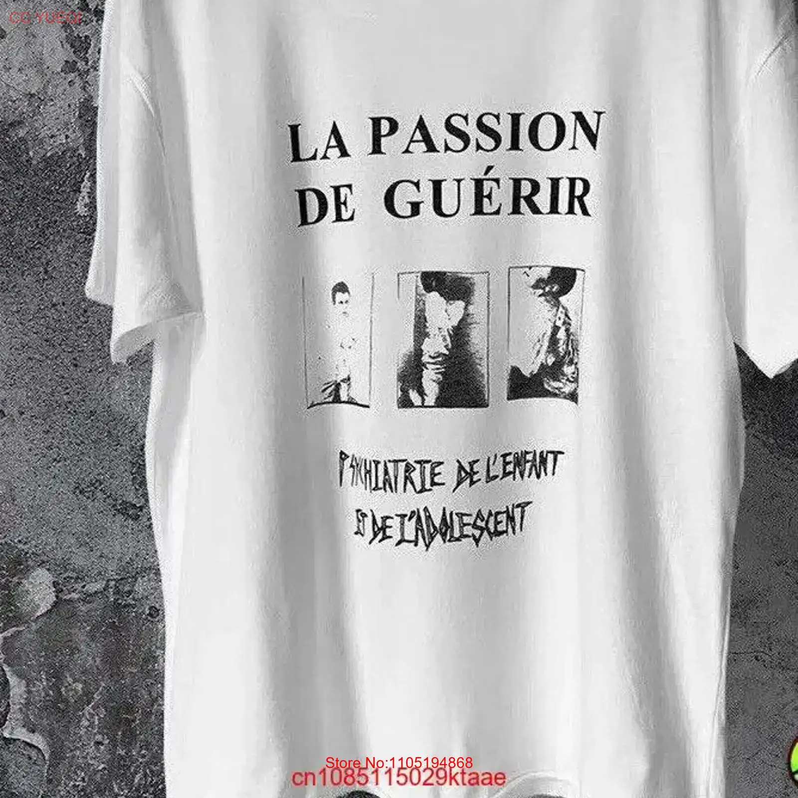 Vintage Fashion De - เสื้อยืดโอเวอร์ไซส์สีขาวสไตล์วินเทจล้างสี รุ่น Enfant Riches Deprimes 2024