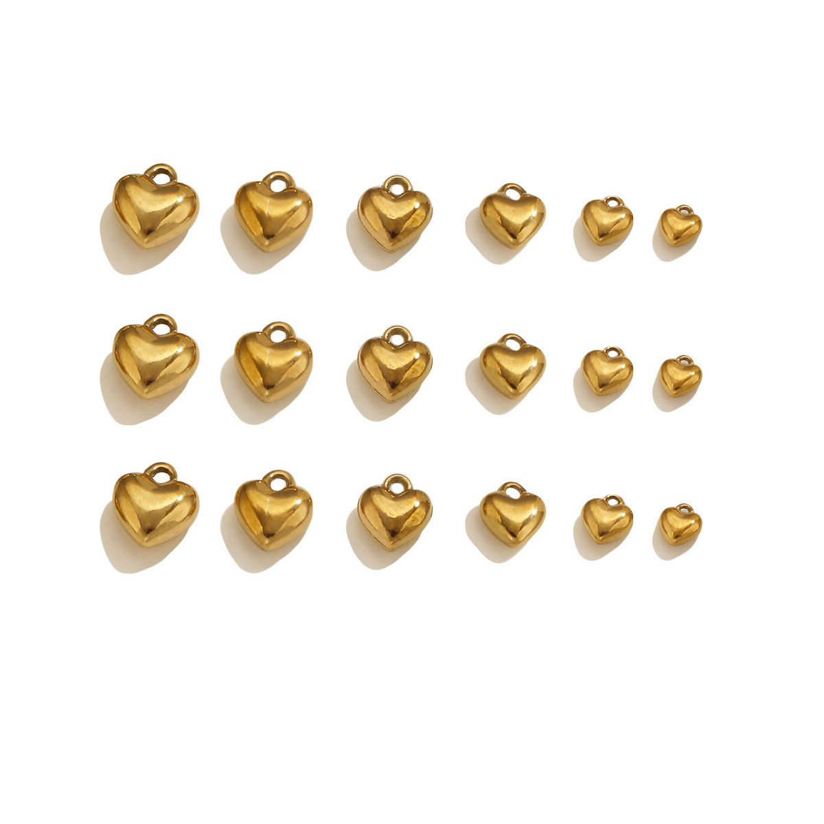 Vintage Fashion Earrings - 20 ชิ้น จี้รูปหัวใจ 3D วัสดุสแตนเลสเคลือบ PVD
