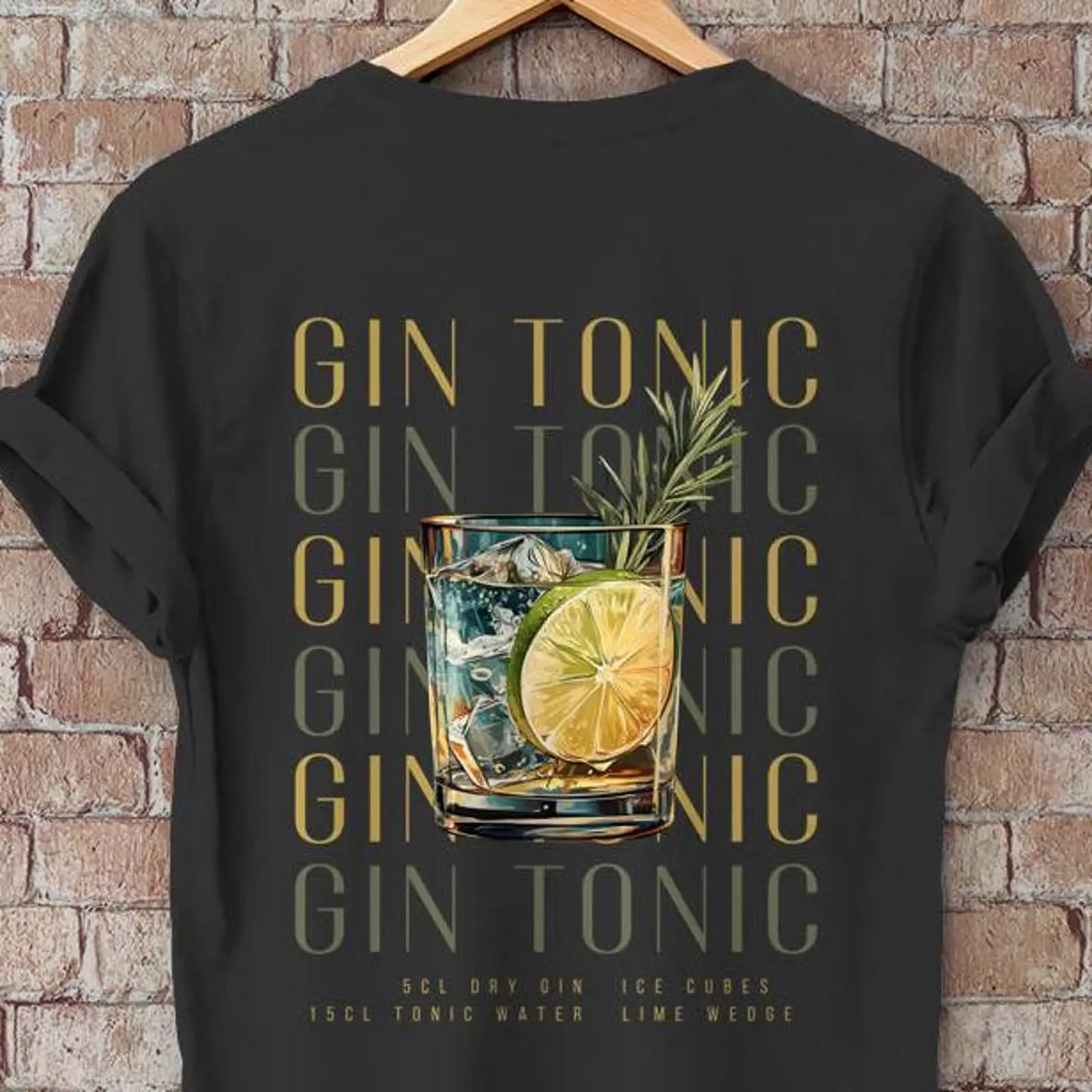 Vintage Fashion Illustrations - เสื้อยืดลาย Gin Tonic สำหรับคนรักค็อกเทลบาร์ สไตล์วินเทจ ลุคสตรีทแฟชั่น
