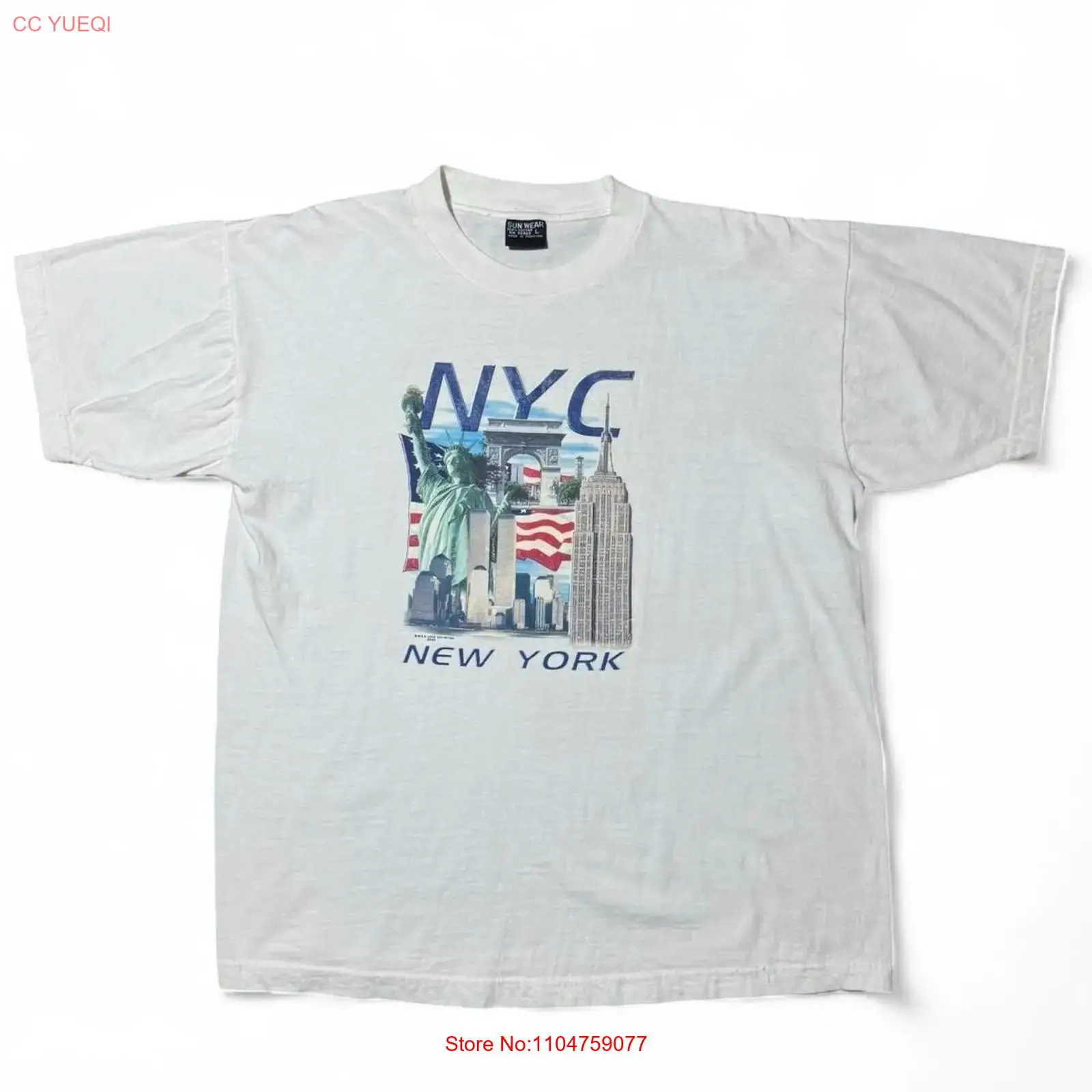 Vintage Fashion New York - เสื้อยืดวินเทจ Y2K ของที่ระลึกนิวยอร์ก ตึกแฝด อนุสรณ์สถานก่อน 9/11