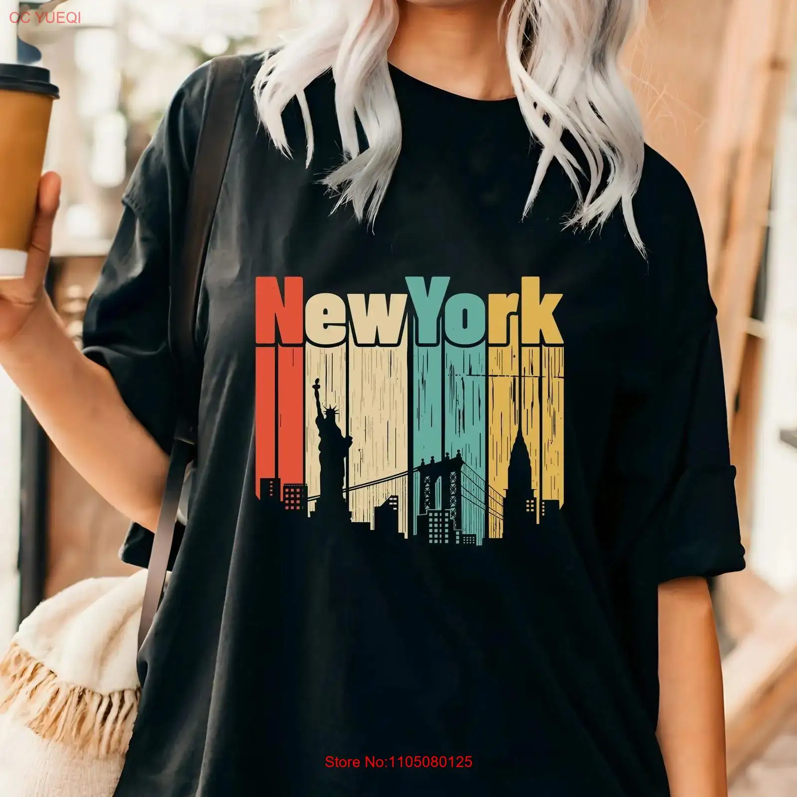 Vintage Fashion New York - เสื้อยืดสไตล์เรโทรนิวยอร์ก ท่องเที่ยวสหรัฐอเมริกา คอนเสิร์ตในเมืองนิวยอร์ก สำหรับแฟนๆ วินเทจ ล้างสีเล็กน้อย