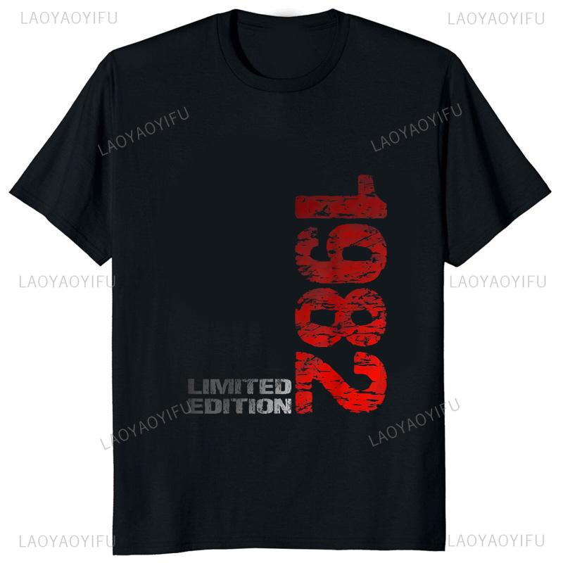Vintage Fashion Jersey - เสื้อยืดพิมพ์ลายวินเทจ1982รุ่นลิมิเต็ด80s แฟชั่นสตรีทแวร์เสื้อของขวัญวันเกิดเสื้อยืดฮิปฮอปฮาราจูกุ Y2K ผู้ชาย