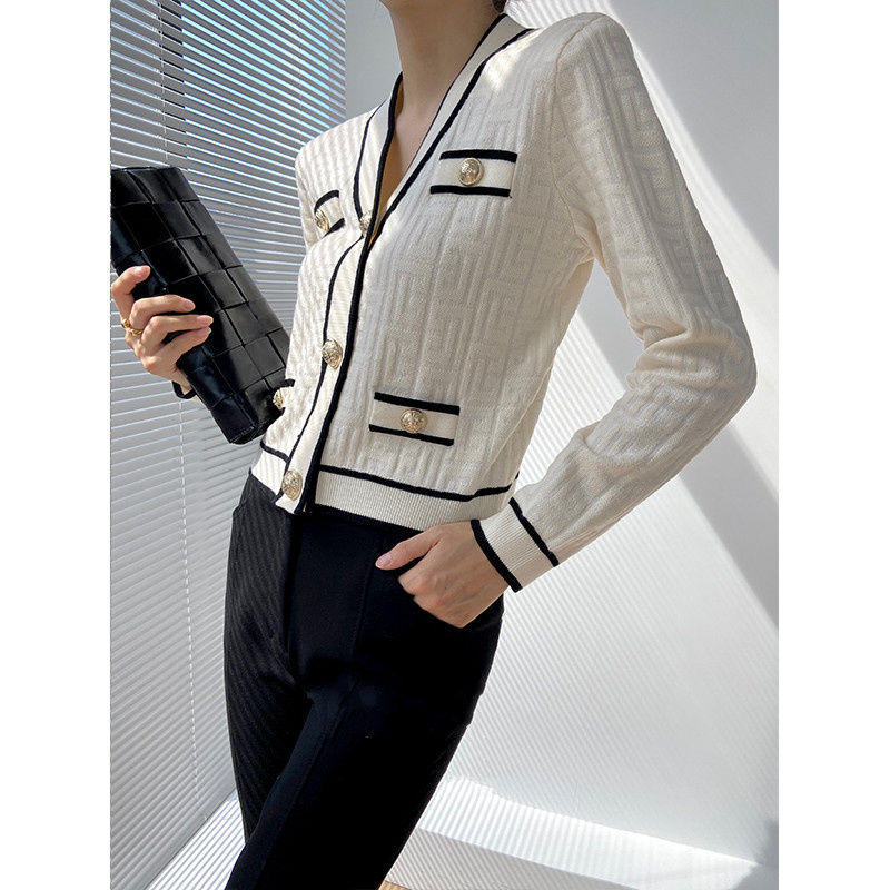 ฤดูใบไม้ผลิฤดูใบไม้ร่วงใหม่ V  - Crop Cardigan Vintage บทวิจารณ์และราคา