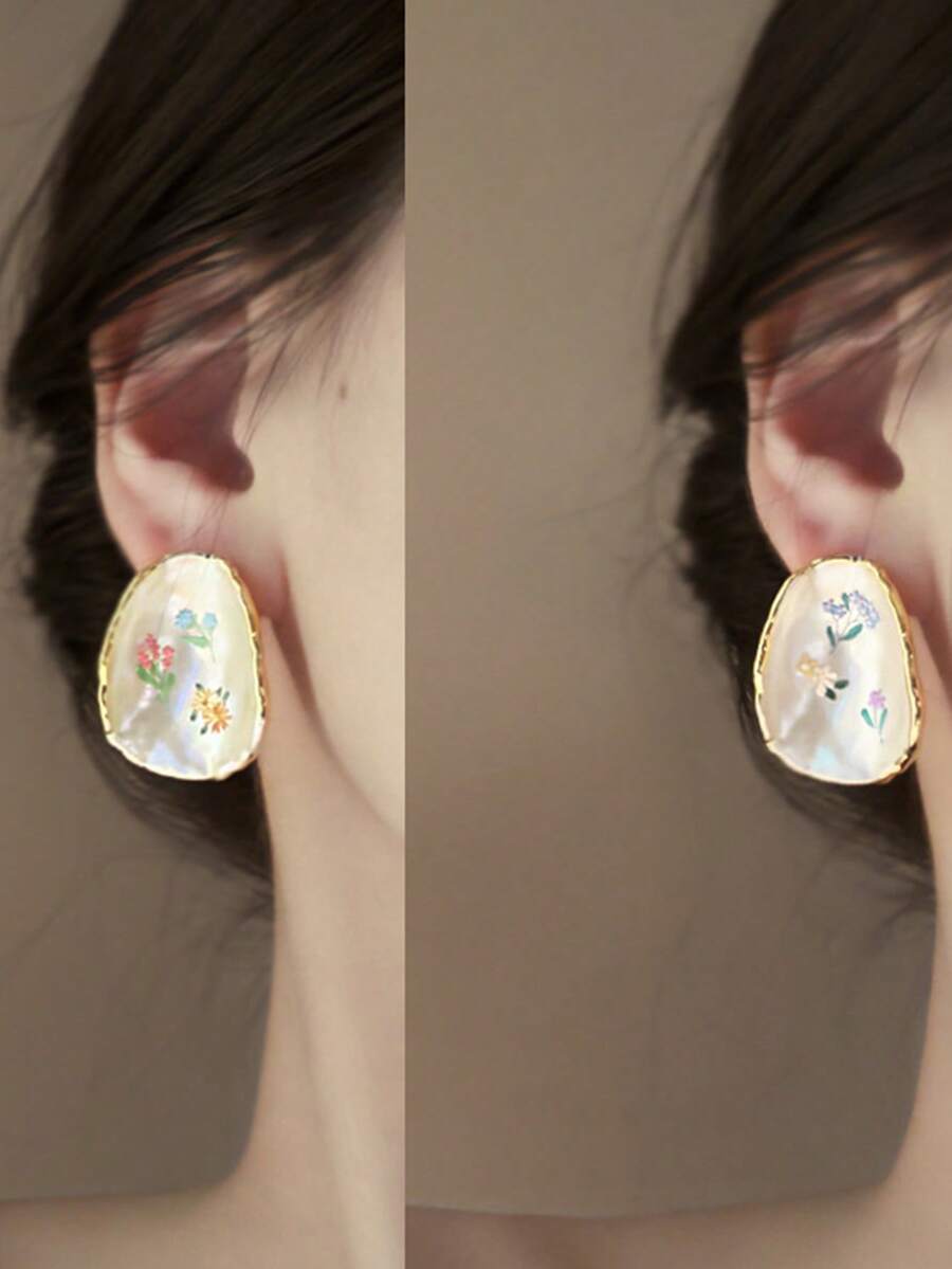 ต่างหูวินเทจสไตล์ฝรั่งเศสลายดอ - Vintage Vibes Fashion บทวิจารณ์และราคา