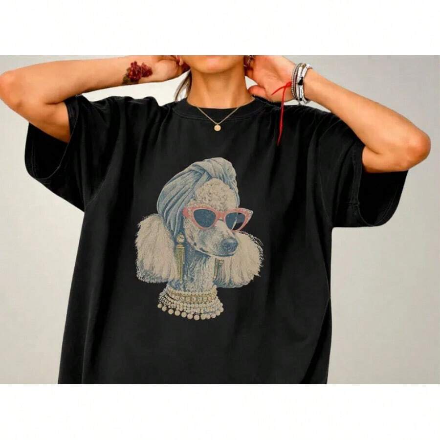 เสื้อยืดคอกลมแขนสั้นลายกราฟิกแ - Vintage Fashion Illustrations บทวิจารณ์และราคา