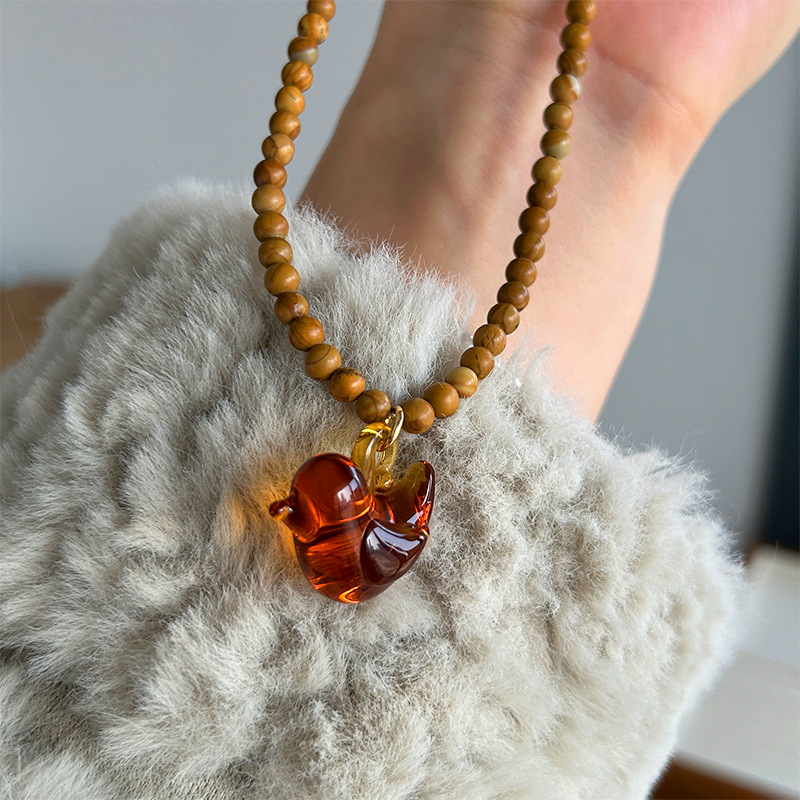สร้อยคอไม้ประดับลูกปัดแก้วรูปน - Vintage Vibes Fashion บทวิจารณ์และราคา