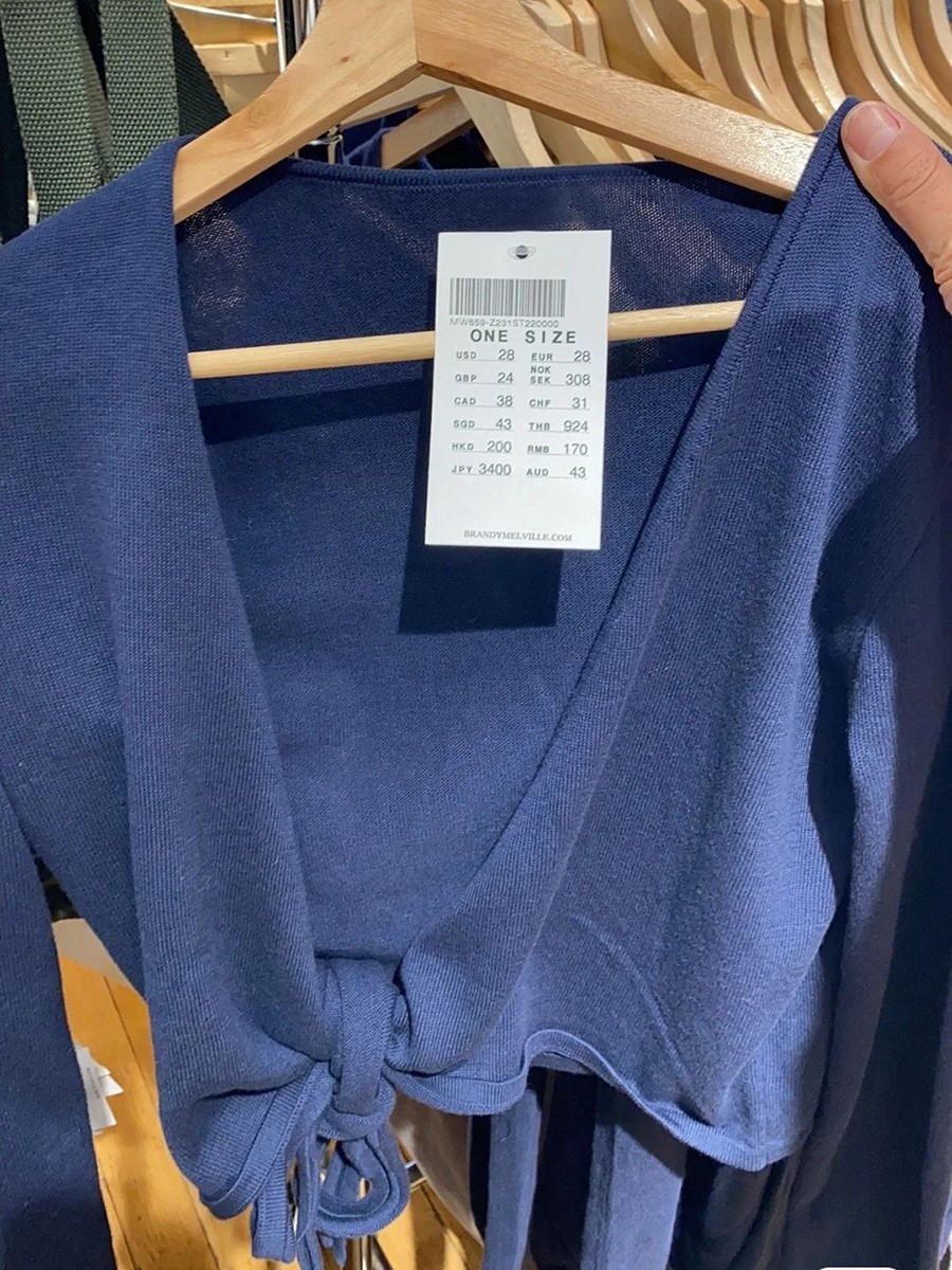 New Navy LACE-up ถักแขนยาวเสื้ - Crop Cardigan Vintage บทวิจารณ์และราคา