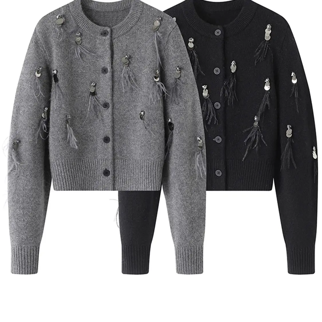 เสื้อโค้ทฤดูใบไม้ร่วงฤดูหนาว เ - Crop Cardigan Vintage บทวิจารณ์และราคา