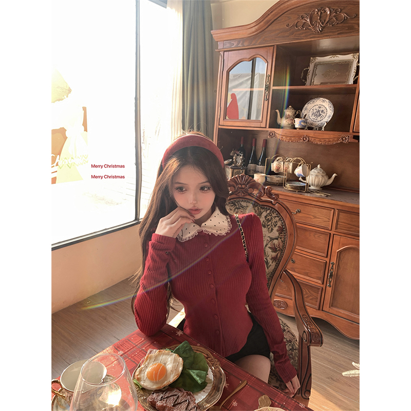 MEXZT Vintage สีแดงถักเสื้อสเว - Crop Cardigan Vintage บทวิจารณ์และราคา