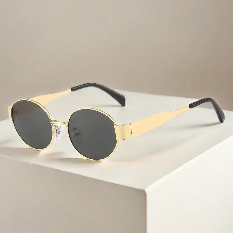 แว่นกันแดดโลหะทรงรี ดีไซน์ทันส - Vintage Fashion De บทวิจารณ์และราคา